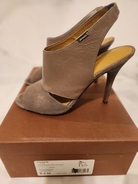 Coach Taupe Open-Toe Slingback Heel Pumps